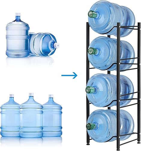 Miniatura 8 de MOOACE Soporte para jarra de agua de 5 galones, estante de almacenamiento de jarra de agua resistente de 4 niveles, soporte dispensador de agua