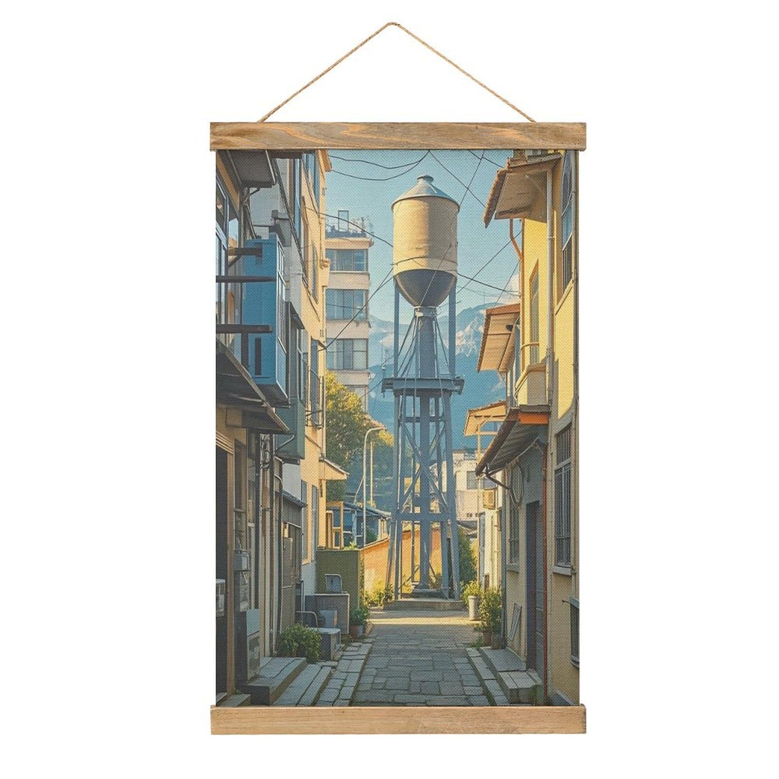 VstaDank Alley Poster with Wooden Frame Hanger Art Painting Wall Decor Poster Wall Hanging Wooden Frame 13x20 Wood Poster Hanger for Photo Picture Art Canvas Print Artwork