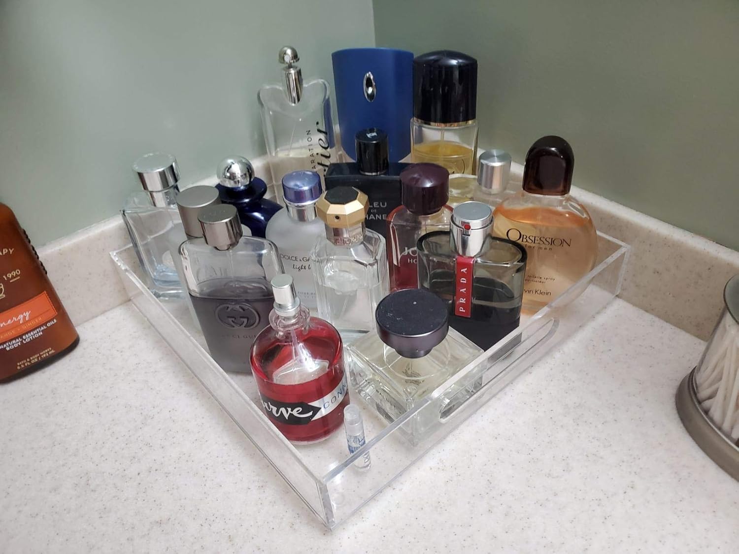 Durable Rectangular Breakfast Serving Tray - 5MM Thick Waterproof Acrylic Serving Platter with Handles for Coffee, Tea, Food - Elegant Decorative Tray (Clear Tray-16''x12'') - Image 8