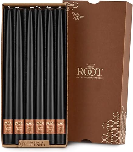 Miniatura 13 de Root Candles Portobello - Juego de 12 velas cónicas sin perfume sumergidas a mano, sin goteo, cera de abeja mejorada, 9 pulgadas, Portobello