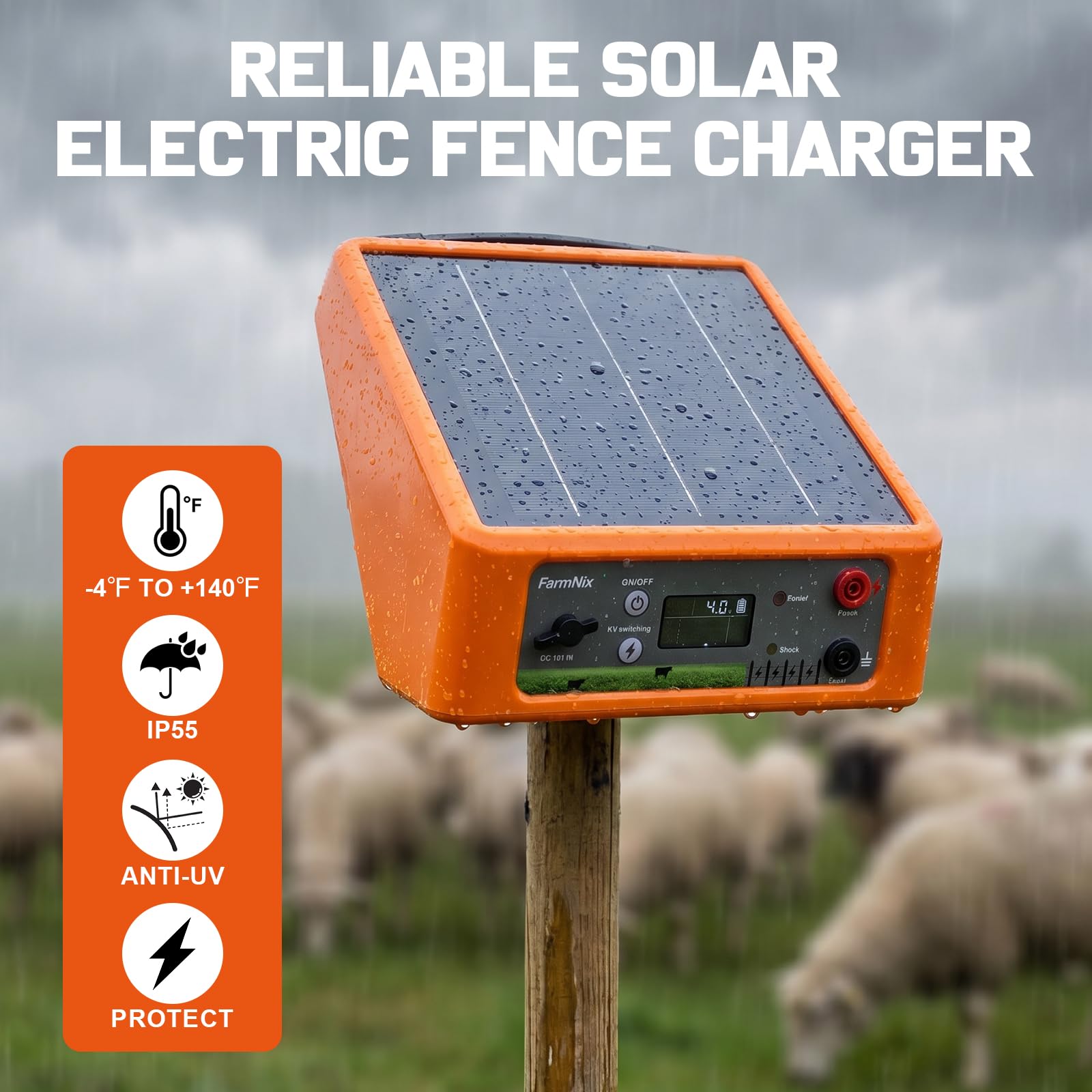 Elettrificatore Recinto Elettrico Solare 32KM, Uscita 6-12KV