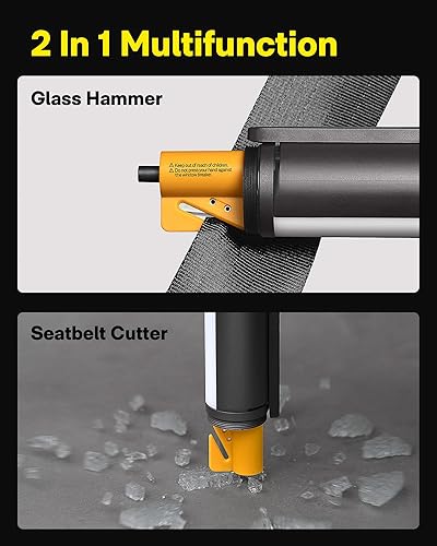 Miniatura 3 de HOTO Linterna de emergencia recargable, linterna LED magnética de altos lúmenes con interruptor de vidrio para ventana, cortador de cinturón de
