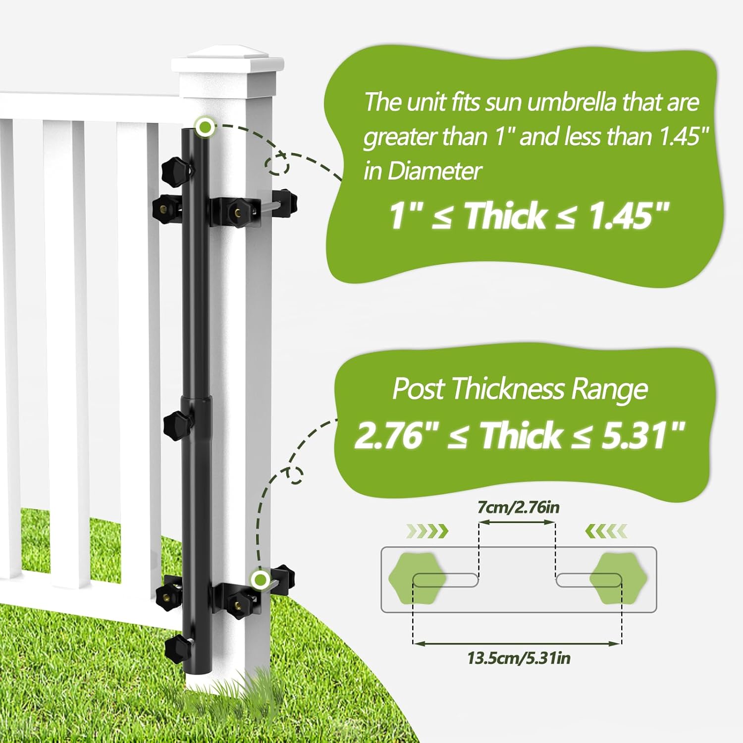 ERYTLLY Patio Deck Umbrella Mount - Umbrella Deck Mount & Holder for Secure Placement - Patio Umbrella Holder for Balcony Railing - Durable Umbrella Holder for Deck