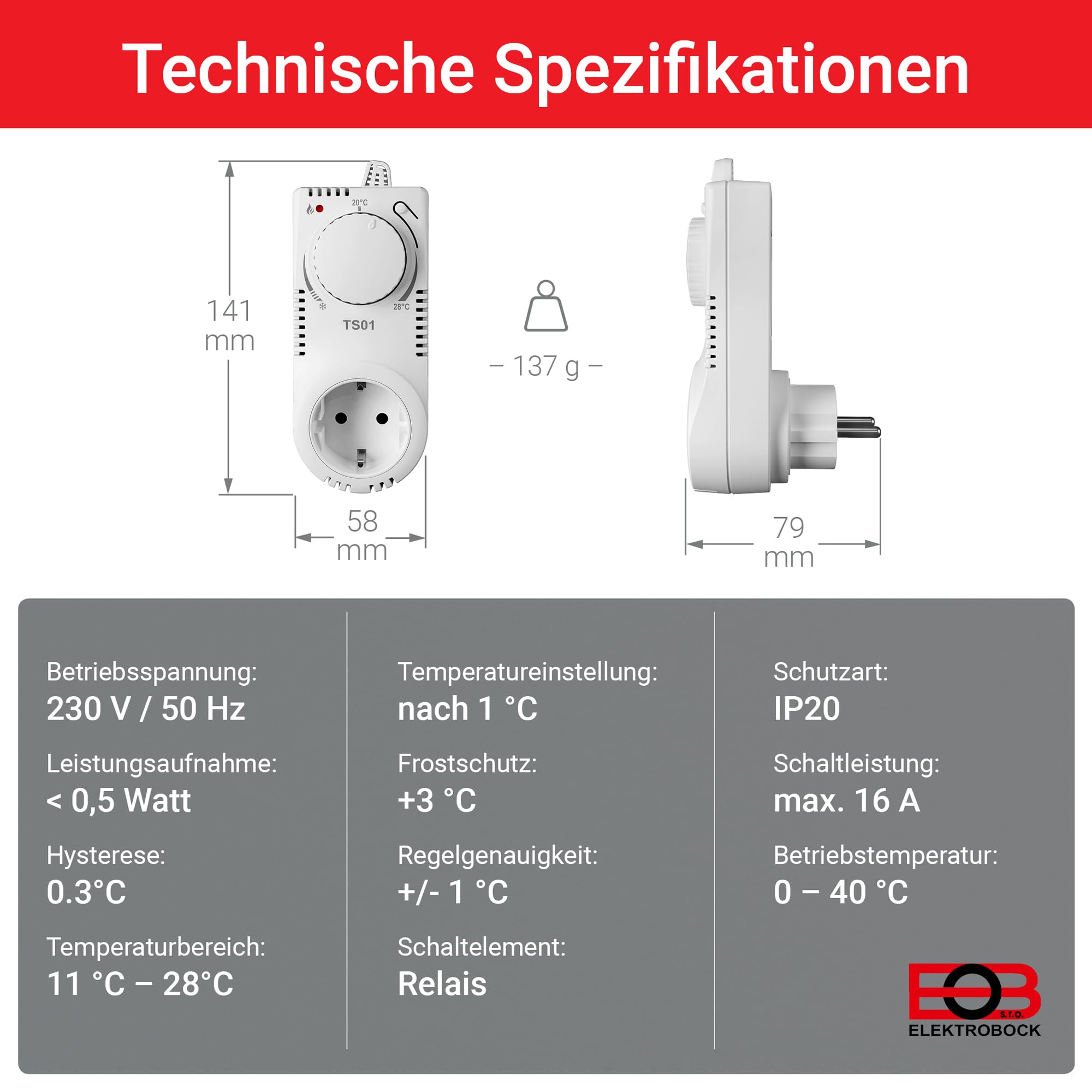 Image secondaire de Thermostat de Prise avec Abaissement Automatique Nocturne