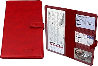 Zztech Car Registration and Insurance Holder, Luxury BN PU Leather Wallet Case for Glove Box Organizer