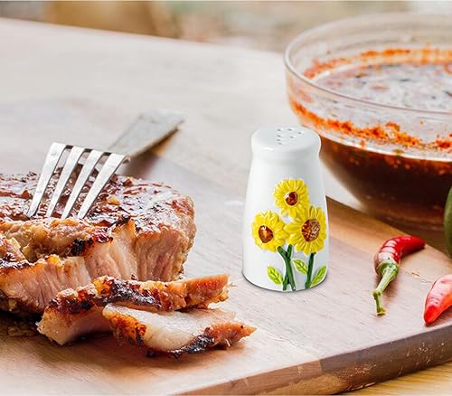 Miniatura 4 de Juego de salero y pimentero de girasol, juego de salero y pimentero de cerámica, lindo juego de salero y pimentero blanco Salero Y Pimentero