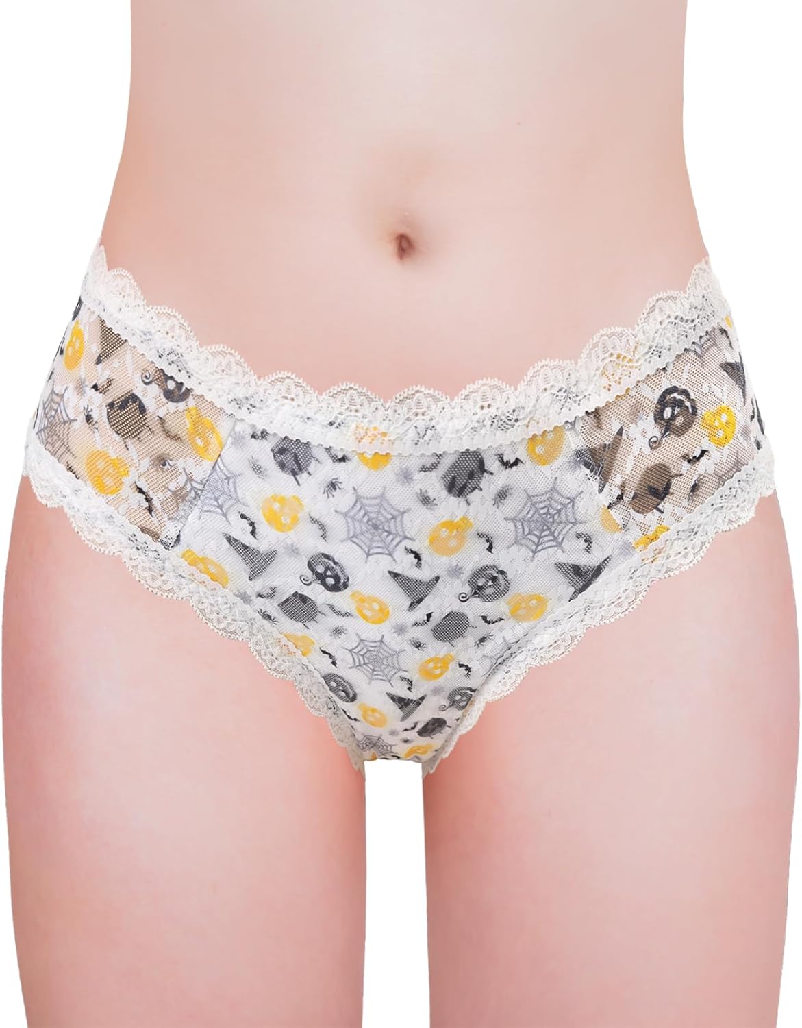 Littleforbig Unisex Hipster Lace Briefs Skelly Halloween Pattern Cheeky Bow Panties for Crossdressers Transgender - Image 3