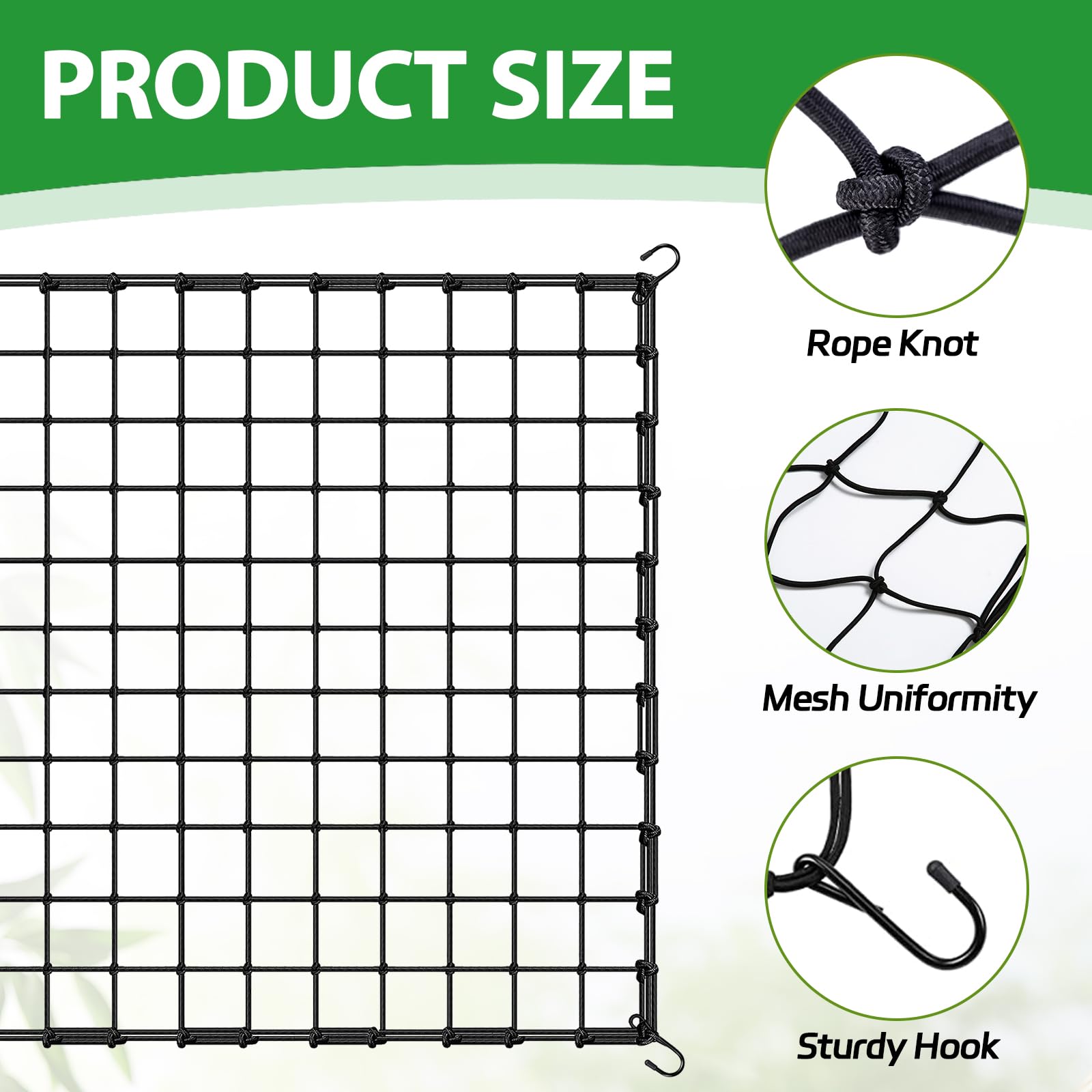 Filet De Culture Scrog 120x120 Cm - Treillis élastique Pour Plantes - Avec 4 Crochets Et 10 Clips - Pour Légumes, Fruits, Fleurs En Intérieur/extérieur