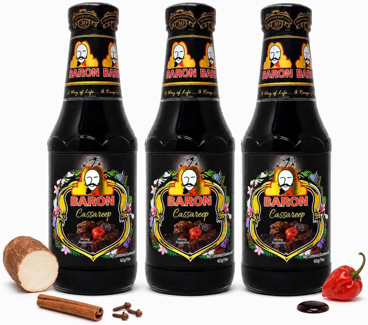 Baron Cassareep Seasoning (3 Pack, Total of 45oz)