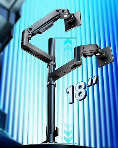 Miniatura 2 de ARES WING Soporte de monitor doble para apilamiento de monitor curvado ultra ancho y resistente, se adapta a 17-49 pulgadas, soporte vertical de