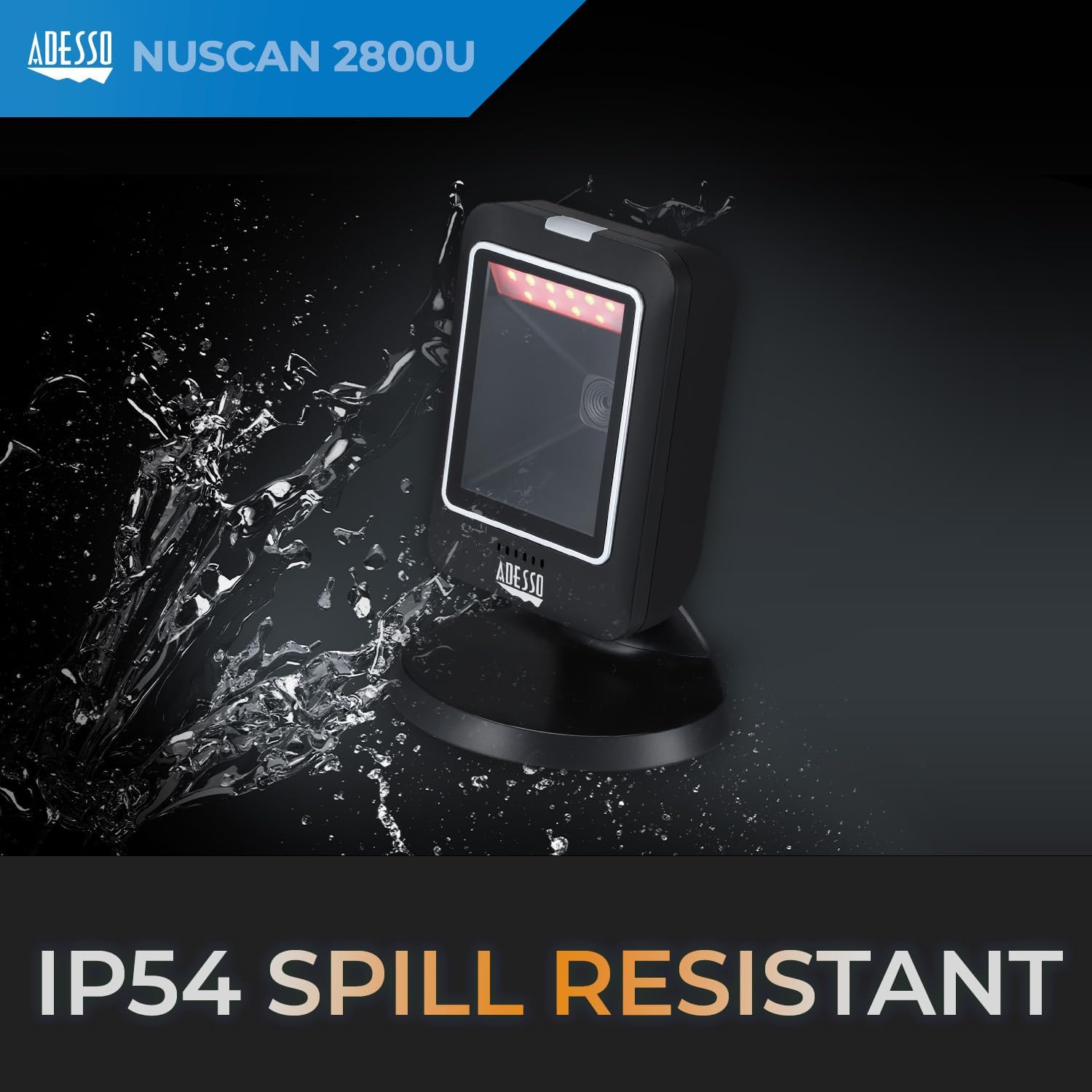 Adesso NuScan 2800U Omnidirectional 2D Desktop Barcode Scanner USB