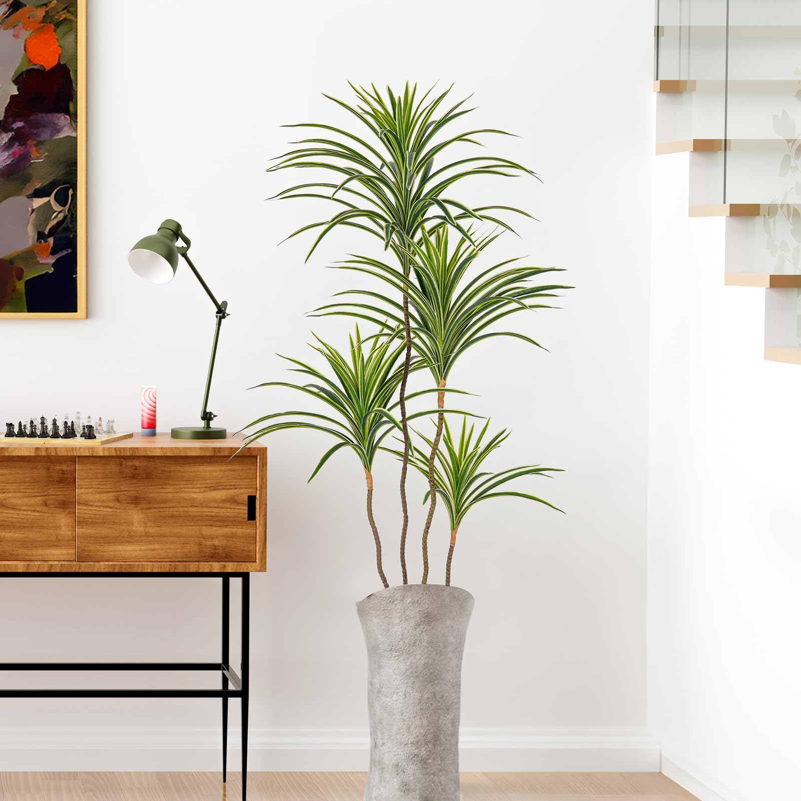 YEPDIN Künstliche Dracaena-Pflanzen für den Innenbereich, 120 cm hohe künstliche tropische Bodenpflanzen für den Innenbereich hoher künstlicher Topf künstliche Bäume für die Dekoration von Home-Office