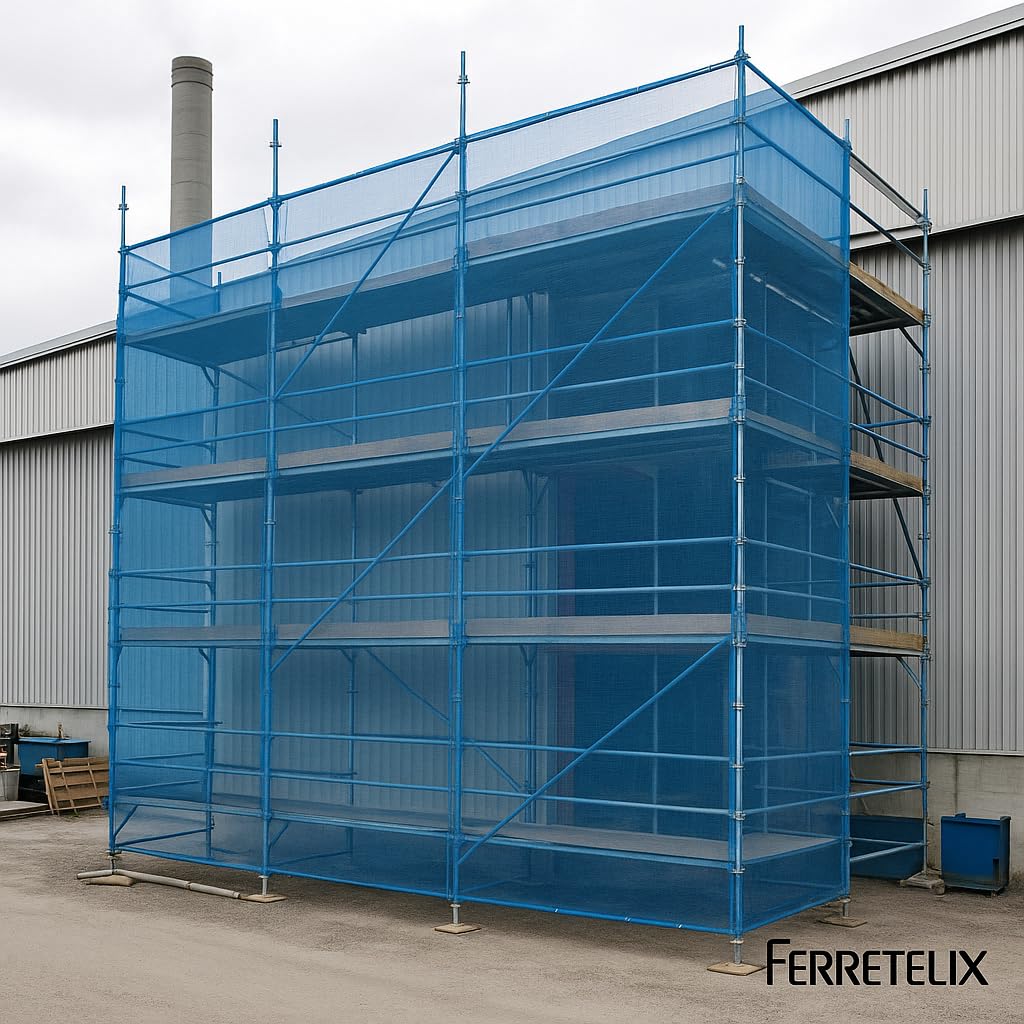 FERRETELIX® Moustiquaire pour Échafaudage 6 x 12 m – Couleur Bleue – Très Résistante