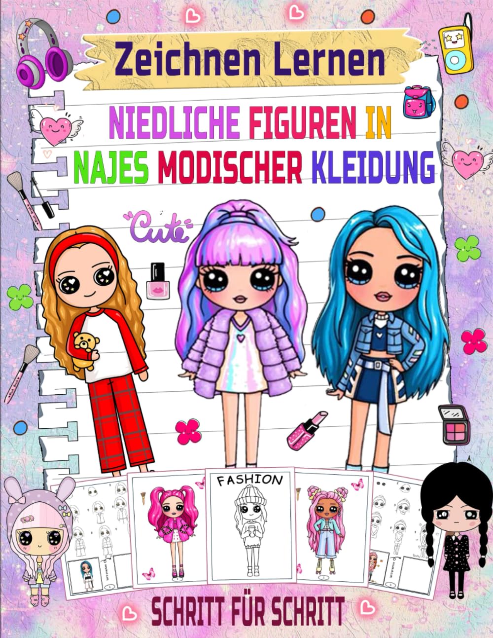 zeichnen lernen Niedliche Figuren in modischer Kleidung: Tauche ein in die Welt der Mode und Kunst und lerne Schritt für Schritt, niedliche Figuren in stylischen Outfits zu zeichnen.