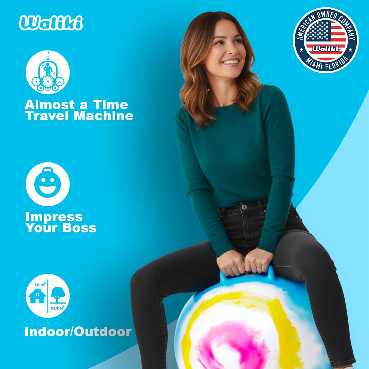 WALIKI Hopper Ball for Adults | 29-Inch Hippity Hop Ball | Jumping & Hopping Ball for Mom, Dad, Grandparents, and Fun Races | Tie-Dye