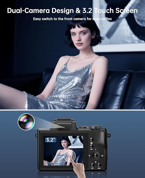 8K Digital Camera, 88MP Autofocus Cameras for Photography with Dual Lens