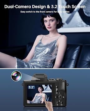 8K Digital Camera, 88MP Autofocus Cameras for Photography with Dual Lens
