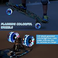 Vista 2 de Patinetas, 22" Patineta Completa, Mini Cruiser Skateboard para Niños Niñas Adolescentes Principiantes con Coloridas Ruedas Intermitentes Herramienta