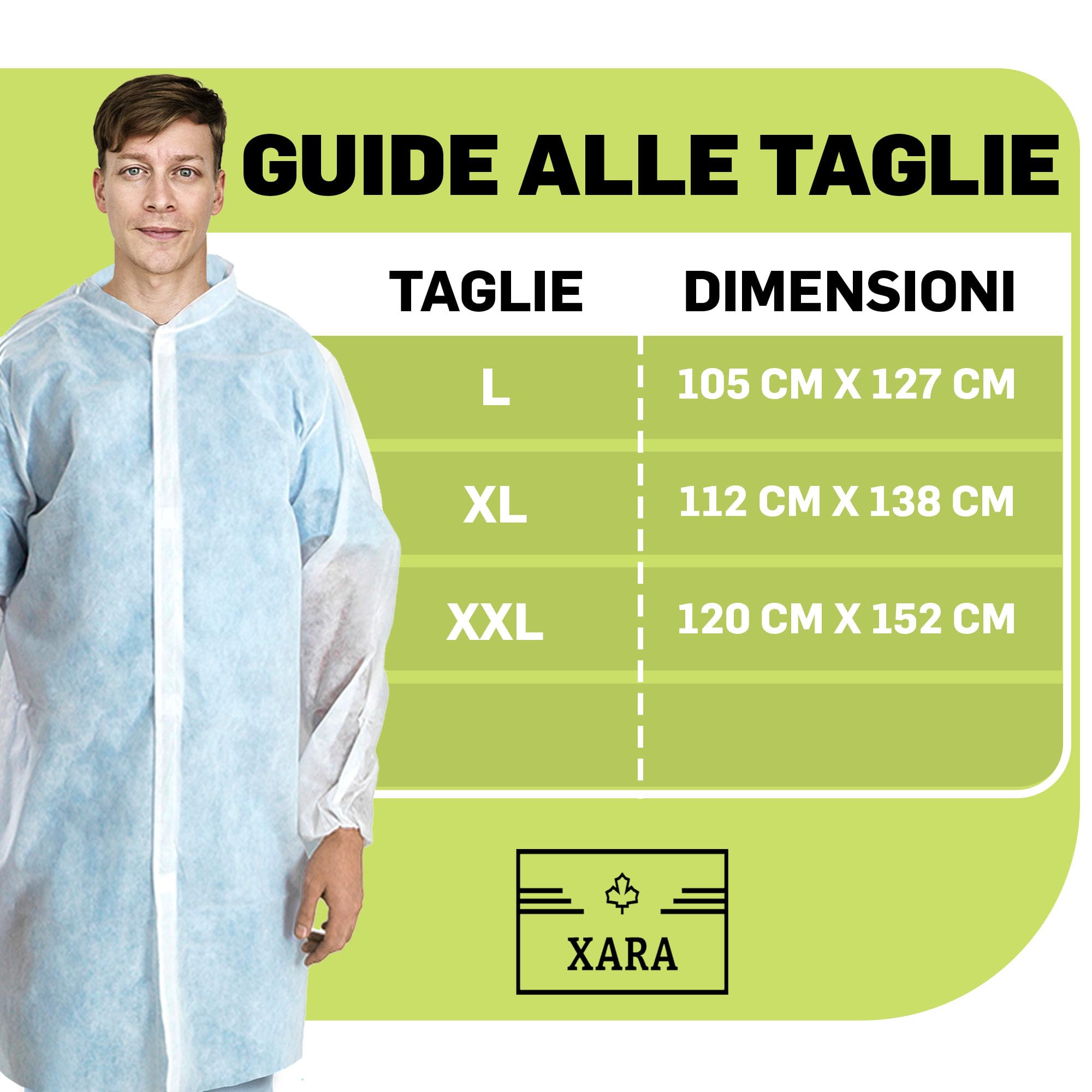 XARA Vestaglia chirurgica monouso XXXL 120 x 152 cm Confezione 10 TNT Polipropilene 35 gr