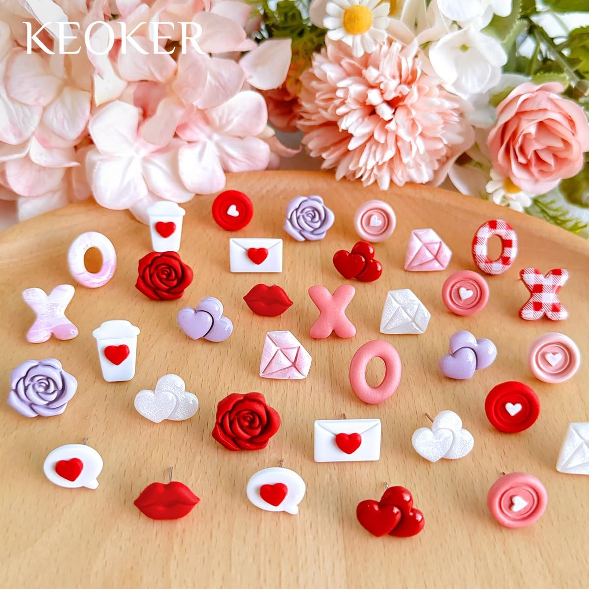 Keoker Valentine's Day Clay Cutters, Valentines Polymer Clay Cutters for Earrings Making, 20 Shapes Valentines Clay Cutters, Swan Clay Cutters for Polymer Clay Jewelry (ALL1)