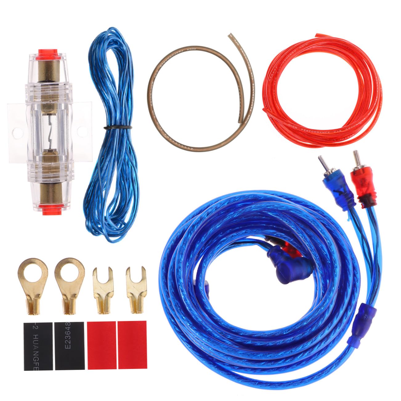 Hohopeti Verstärkerkabel mit Komplettem Installationskit aus Reinem Kupfer Satz 8ga 2000w Zufällige Farbe Installieren für Autozubehör bei Täglicher Nutzung und Reisen