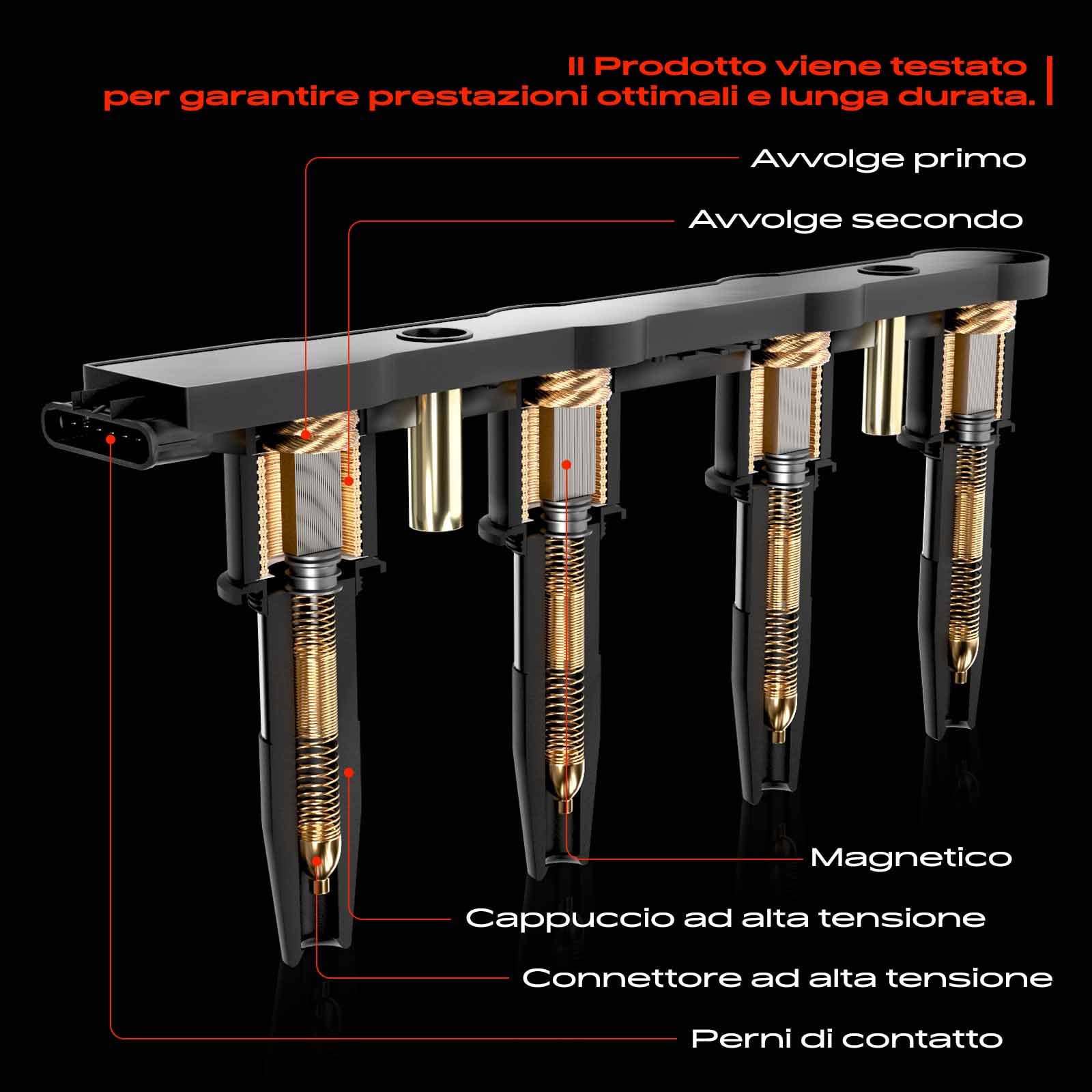 Frankberg Bobine di accensione Benzina Compatibile con 307 Break 3E 1.6L 206 CC 2D 1.6L 206 Compatto 2A/C 1.6L 307 CC 3B 1.6L 1007 KM 1.6L Replace# 597080