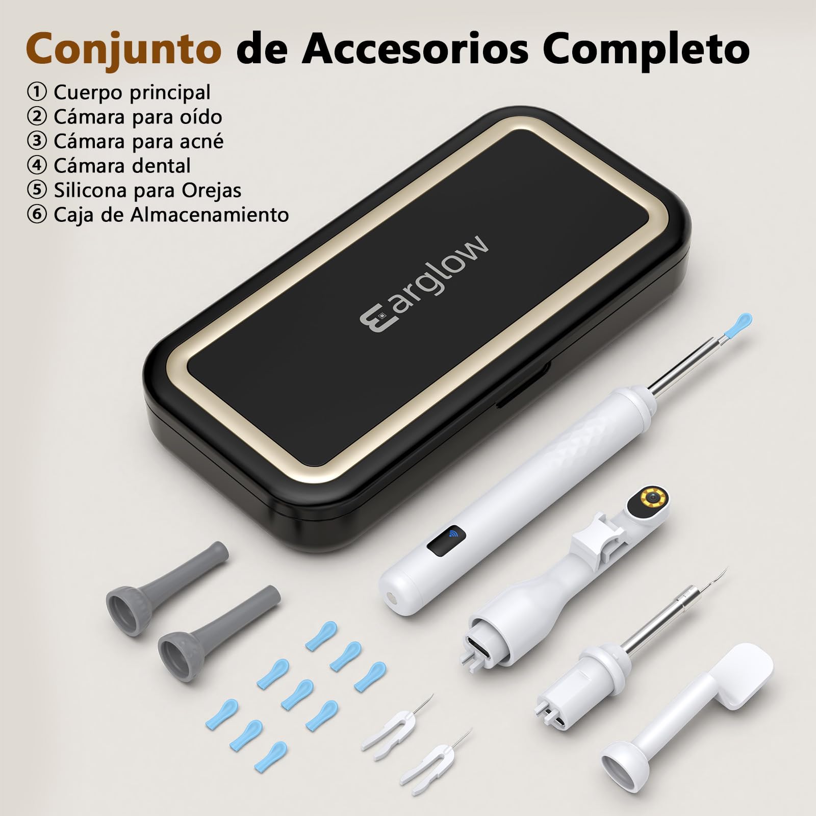 Otoscopio con Pantalla IPS HD 3,97 Pulgadas,Kit Examen 3 EN 1 para Limpieza de Oídos Eliminar Puntos Negros y Examen Oral, Limpiador Oidos Adultos con Cámara 1080P y 6 Luces LED, Tarjeta de Memoria TF