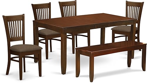 Miniatura 8 de East West Furniture LYVA7-ESP-C - Juego de mesa de cocina de 7 piezas que consta de una mesa de comedor rectangular con hojas de mariposa y 6 sillas
