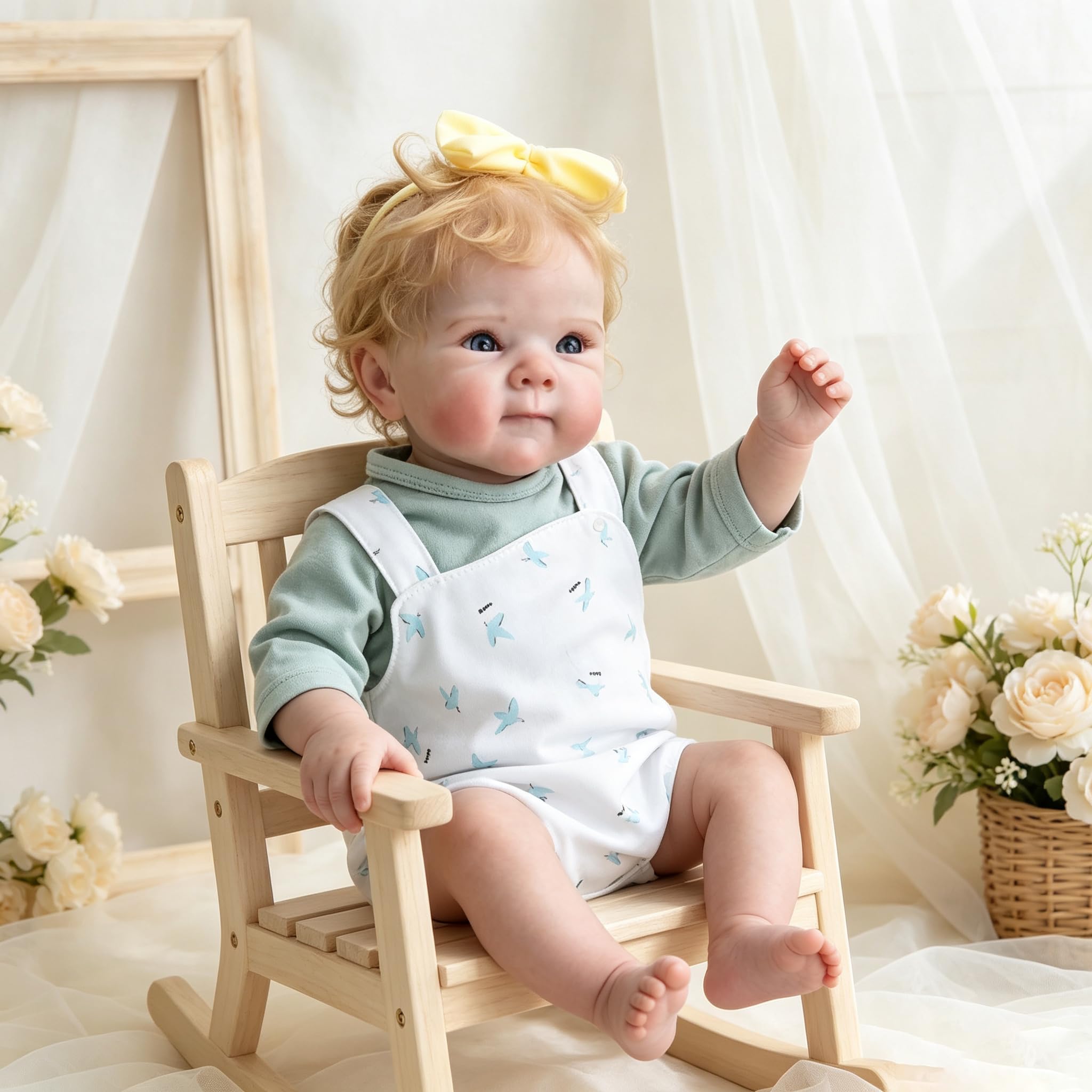 Bambole Reborn in Silicone Corpo Intero 45cm, Bambole Neonato Realistica con Capelli Impiantati, Bambole Bébé Artigianale Pesata con Set Accessori Completo per Regalo Bambini & Collezionisti
