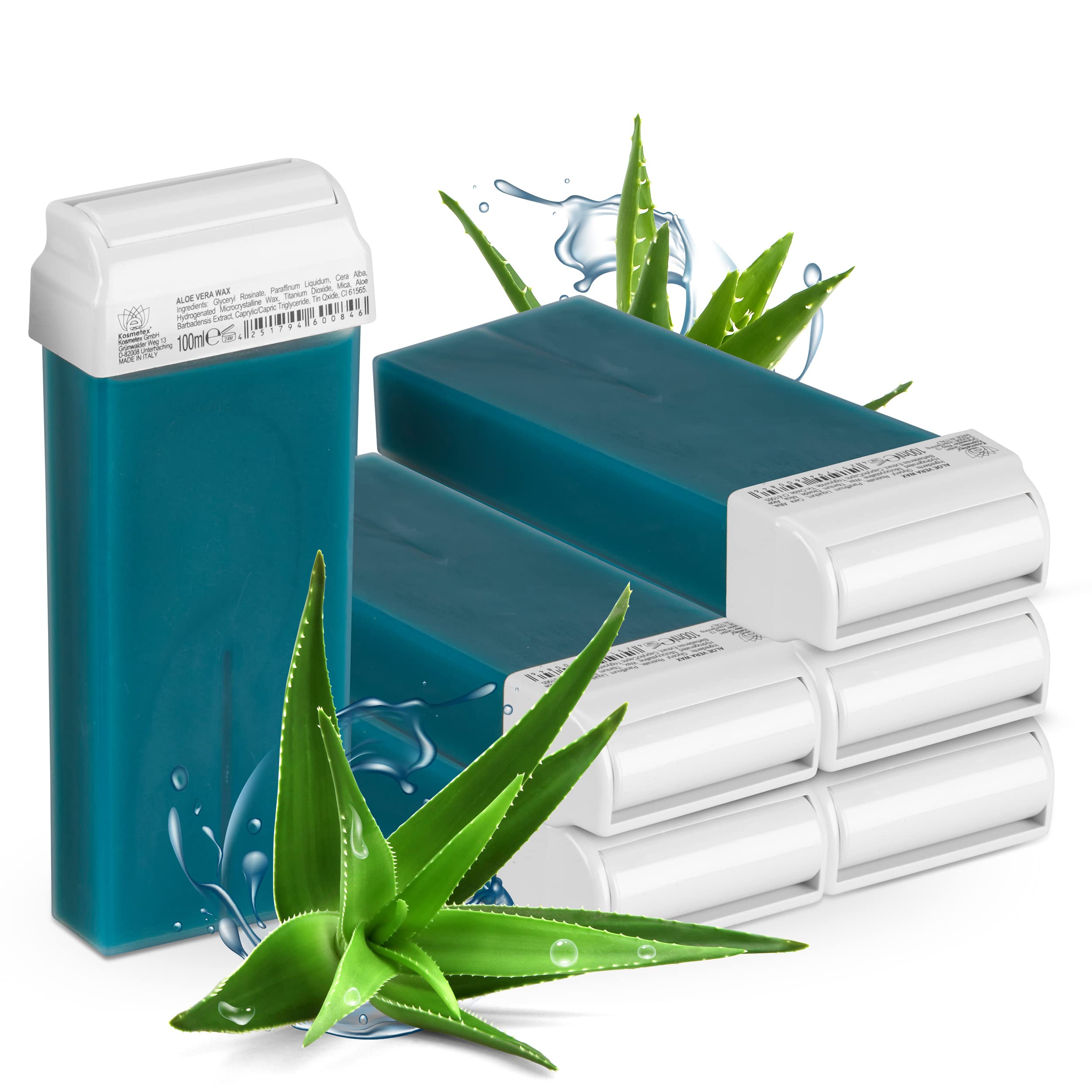 Kosmetex Aloe Vera Wachspatronen 6x100ml Roll On Haarentfernung