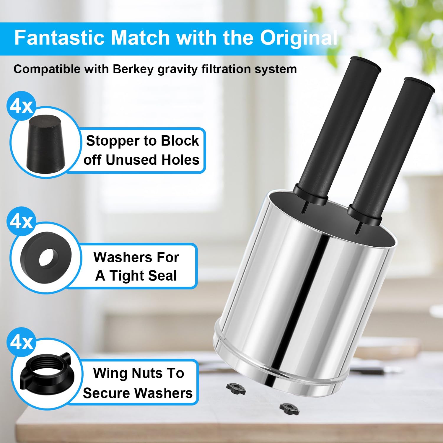 Kit De Remplacement Complet Pour Système De Filtration Berkey - 12 Pièces (écrous, Joints, Bouchons) En Silicone Noir