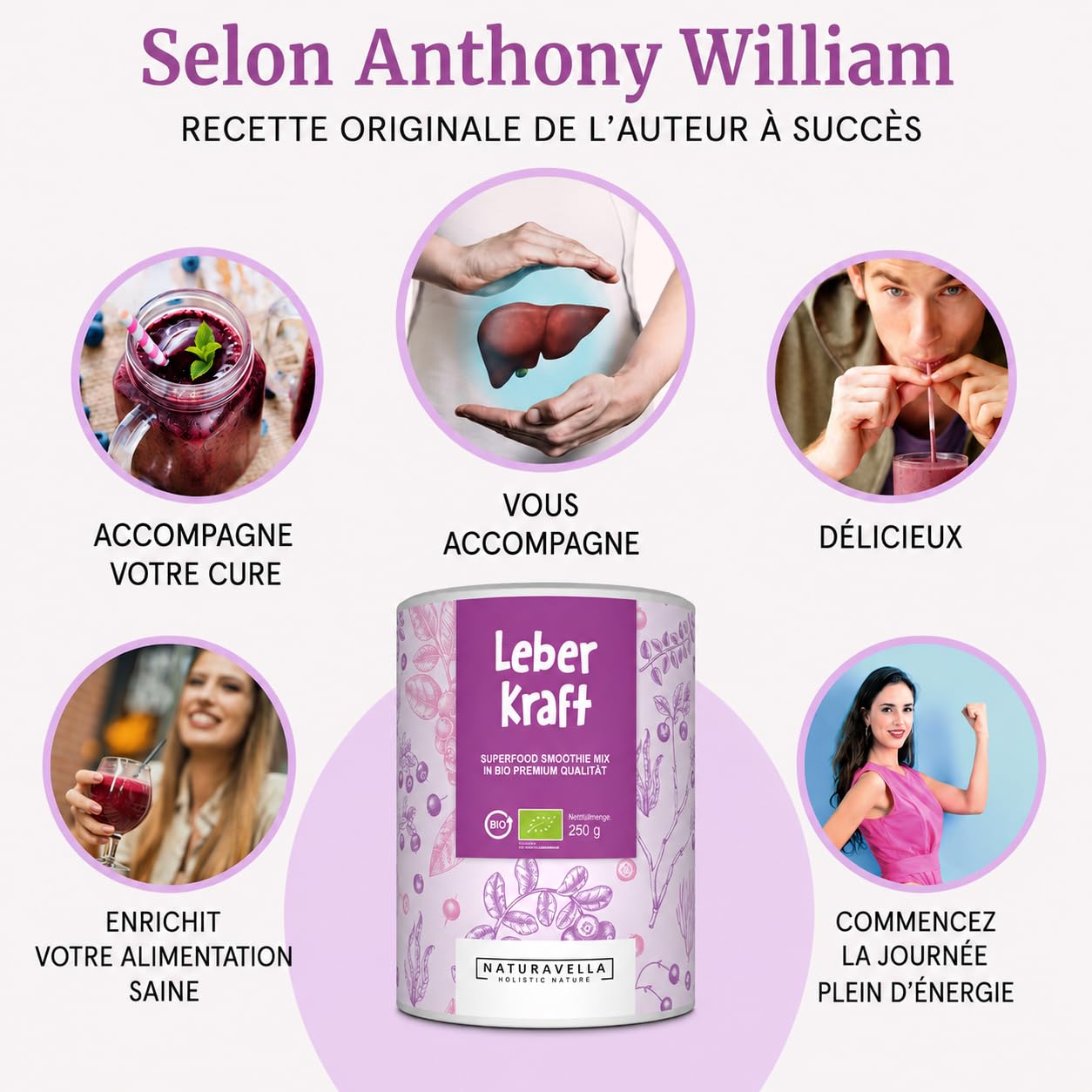 Dr Haider's LeberKraft® Mélange pour smoothie aux superaliments Heavy Metal Bio Premium | Recette originale selon Anthony William (Méd. Médium) - végan, testé en laboratoire, 250 g