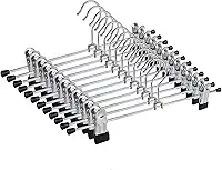 Kit 12 Cabides de Metal com Presilhas Ajustáveis Antiferrugem – Gancho Giratório 360°, Revestimento Emborrachado, Ideal para Roupas Delicadas, Calças e Saias