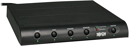 Tripp Lite Tira de Alimentación de Protector de Sobretensiones Bajo Monitor de 6 Tomas, Cable de 6 pies, Protección TelMódem, RJ11 y SEGURO de