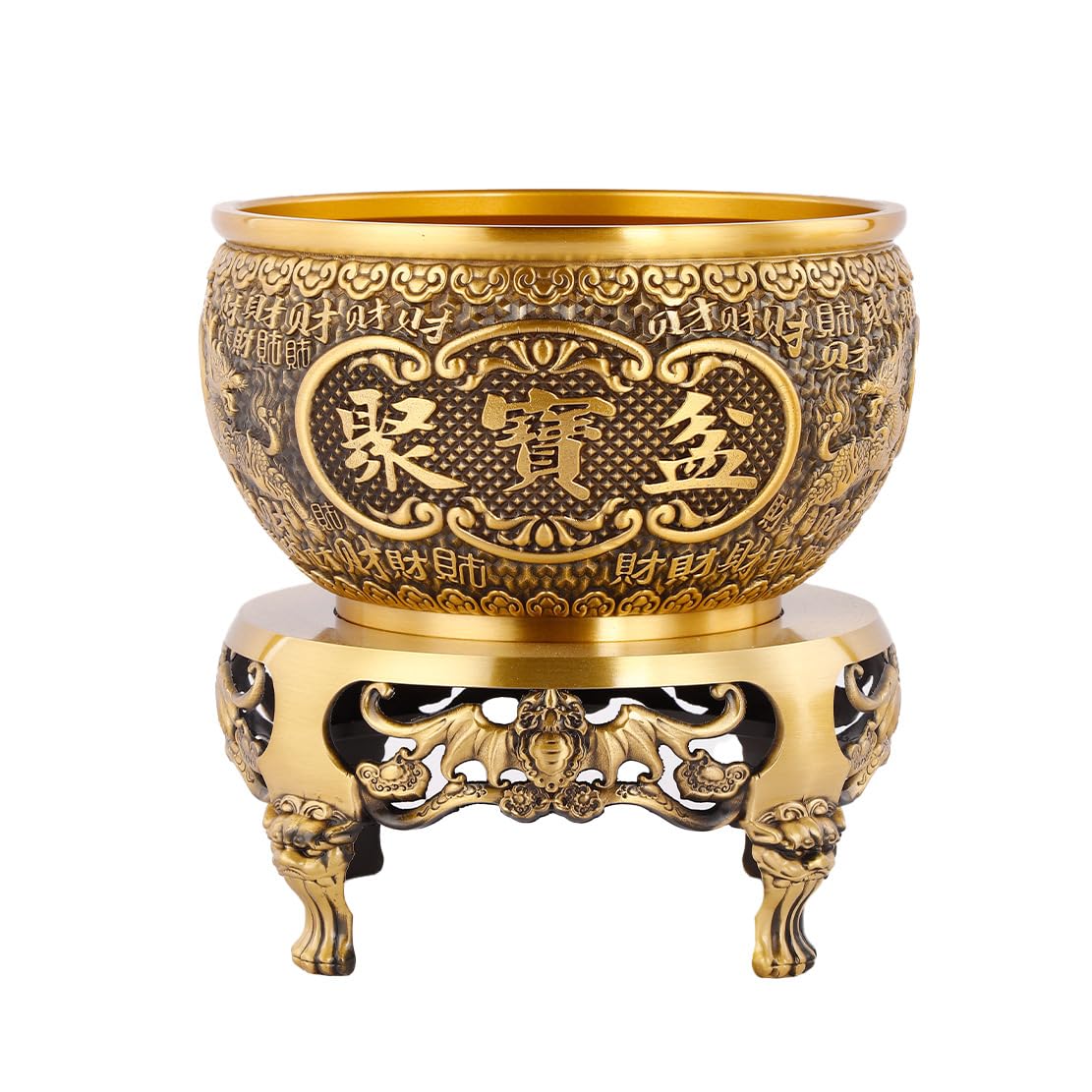NHDVDVAV Rotating Brass Cornucopia Treasure Bowl,Feng Shui Money Bowl & Wealth Bowl,Vintage Decor for Home & Office, for Wealth & Good Fortune,19cm