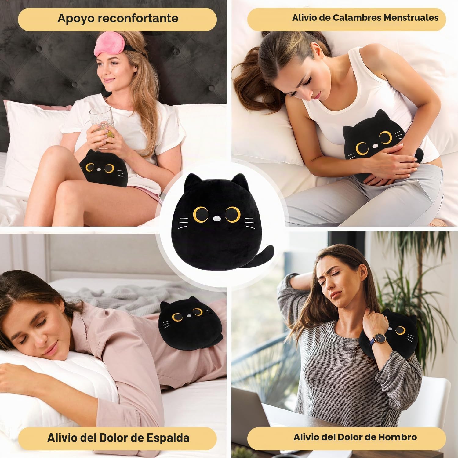 Almohadilla térmica para microondas Calambres menstruales y espalda, lindos animales de peluche para aliviar el dolor