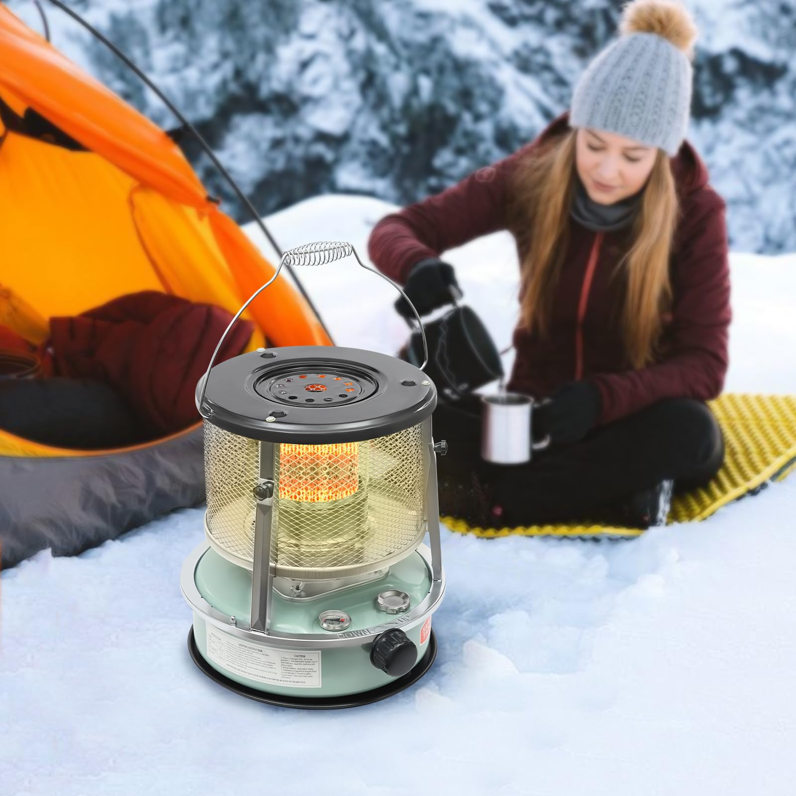 Stufa a petrolio portatile 9000 BTU/H, riscaldamento a cherosene altezza regolabile con serbatoio 4,6L, riscaldamento ausiliario mobile senza elettricità per campeggio, interno, esterno ed emergenza