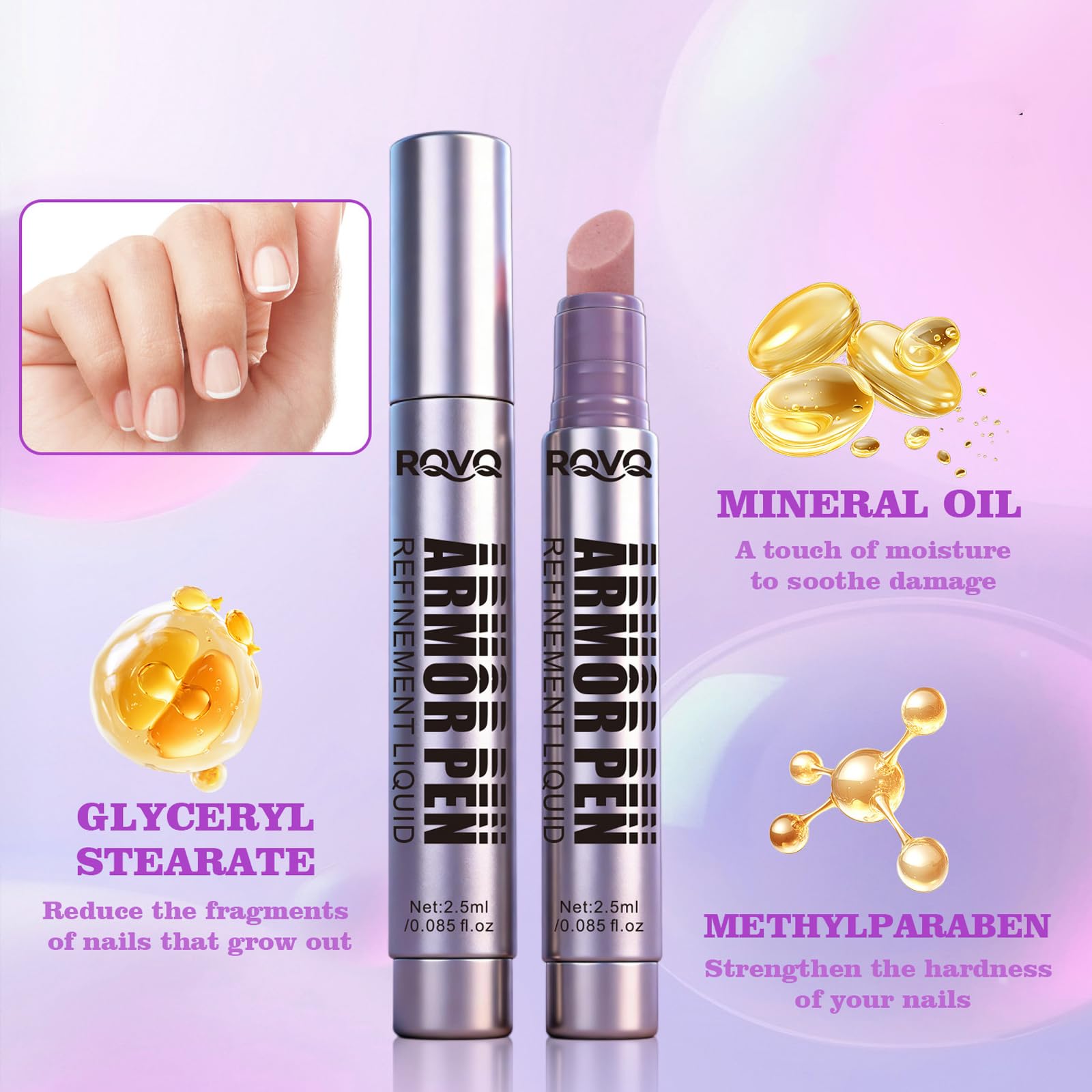 Penna 4-in-1 per Cuticole con Olio, Rimuovi Cuticole in Ceramica & Olio in una Penna, Penna Levigante per Unghie per Pellicine, Ripara, Nutre, Rafforza Cura Quotidiana delle Unghie (2 pezzi)
