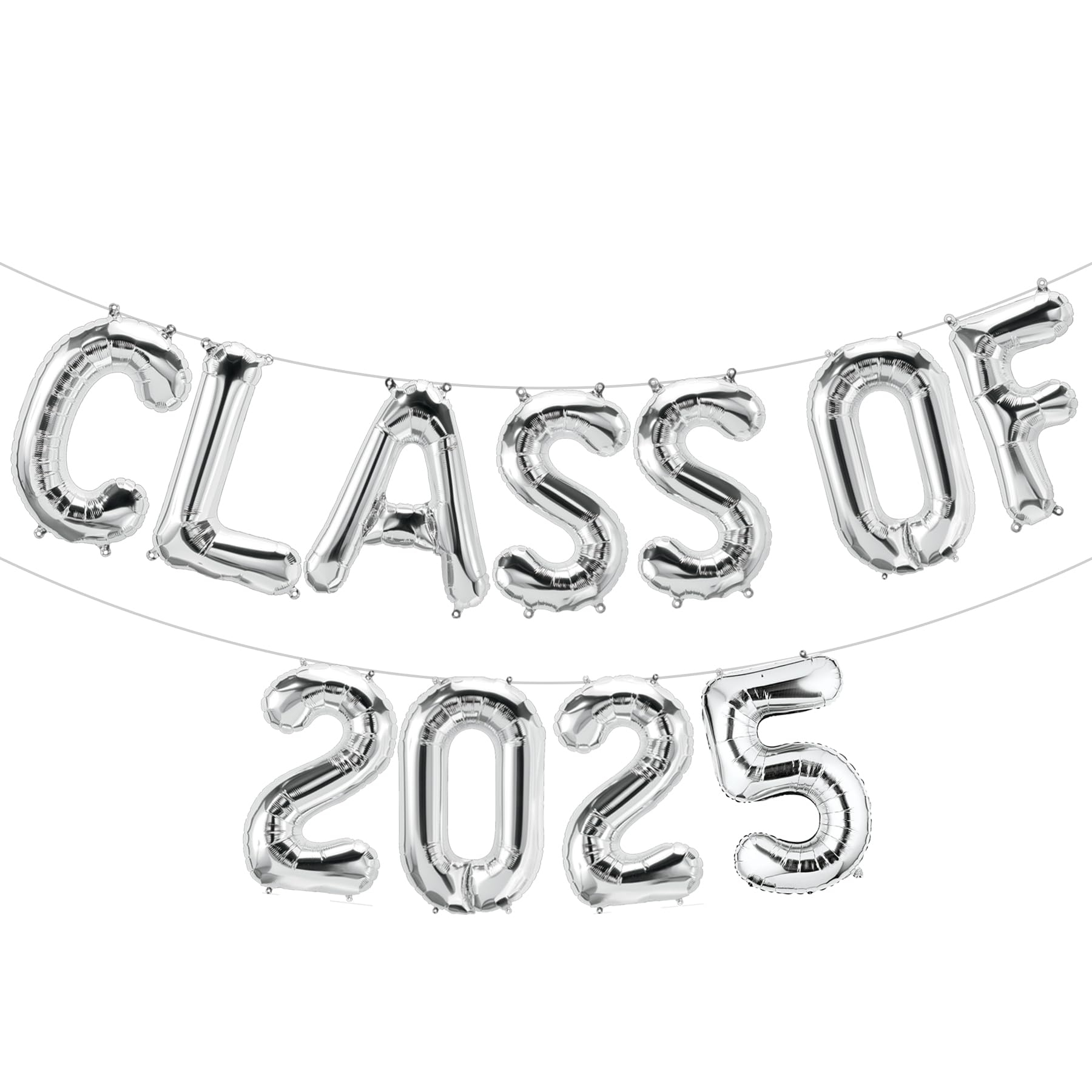 Tellpet Class of 2025 Balloons Banner for Graduation Party Decorations, Silver