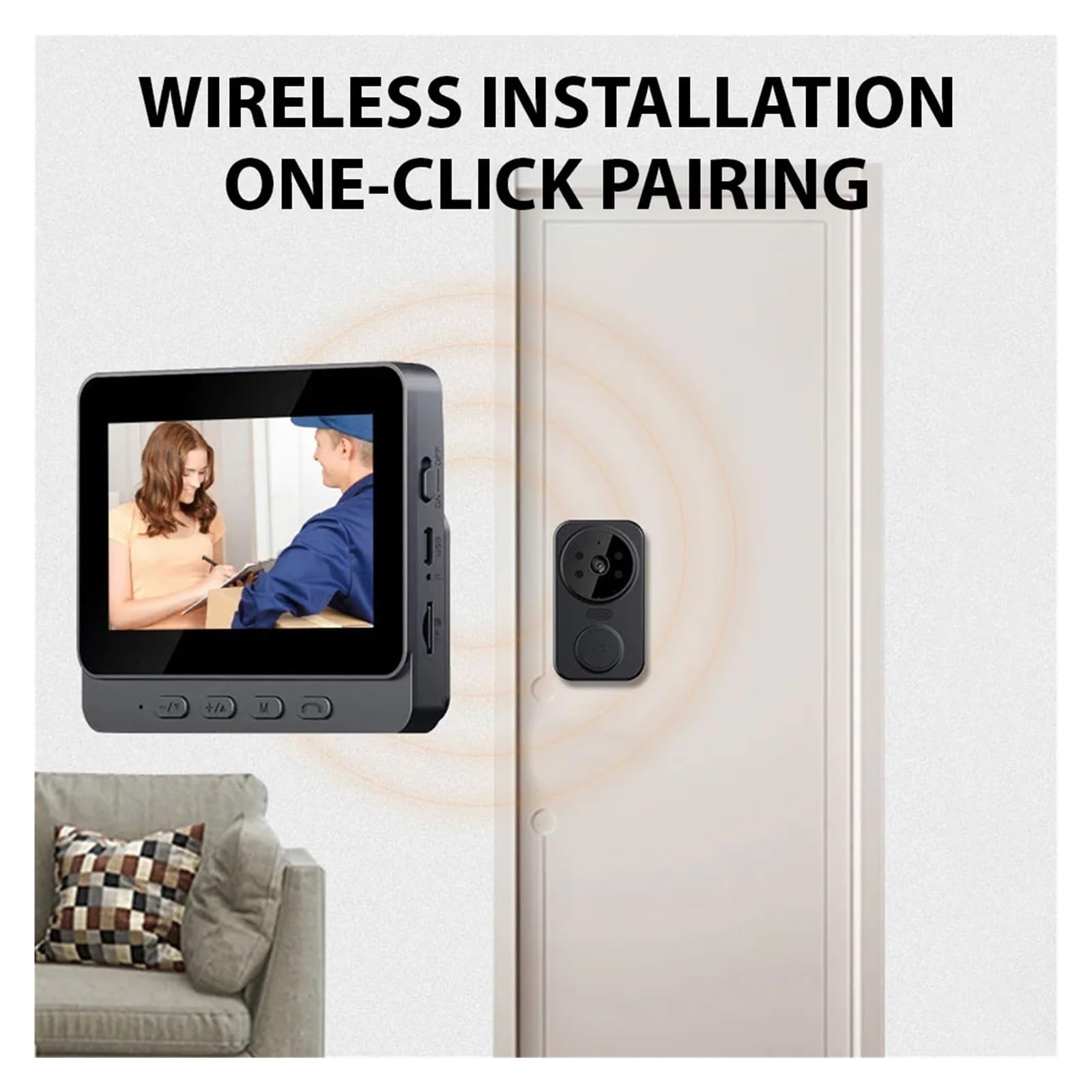Video Doorbell Citofono visivo wireless con schermo IPS, citofono bidirezionale con monitoraggio video ad alta definizione intellinte,Rilevamento del Movimento Umano(M12 Video Doorbell)