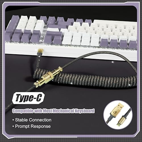 Miniatura 6 de ZIYOU LANG C03 Cable USB C a A en espiral personalizado con cable de espiral de nailon trenzado de doble manga desmontable línea de resorte