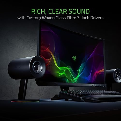 Miniatura 3 de Razer Nommo Chroma Controladores de fibra de vidrio tejida personalizada de 3" - Puertos de graves orientados hacia atrás - Perilla de graves con