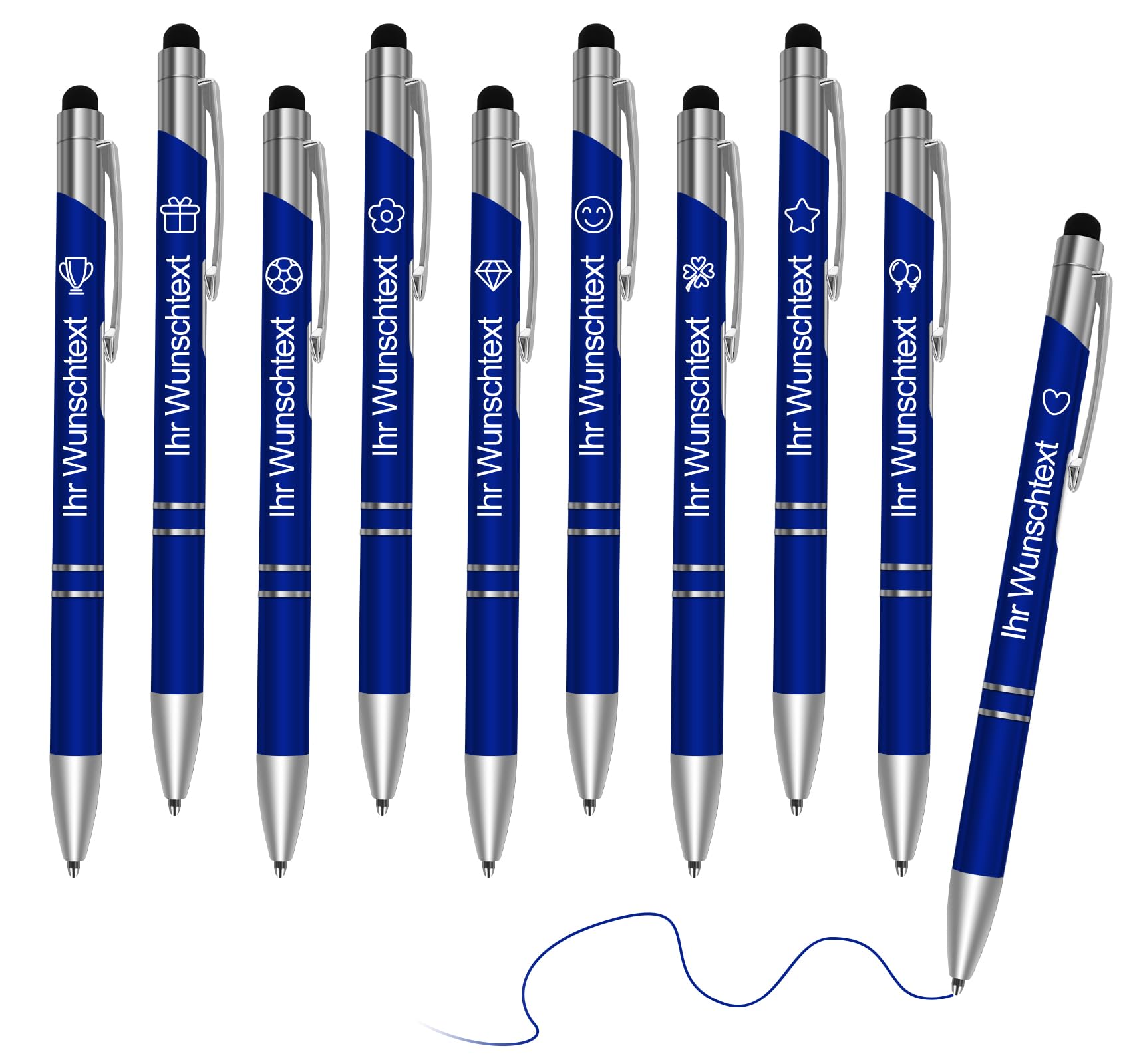 100 Stück Personalisierte Kugelschreiber mit Gravur (Name & Wunschtext),Kugelschreiber mit logo Touchpen für Smartphone&Tablet, Ideales Abschiedsgeschenk für Lehrer, Kollegen oder Ruhestand