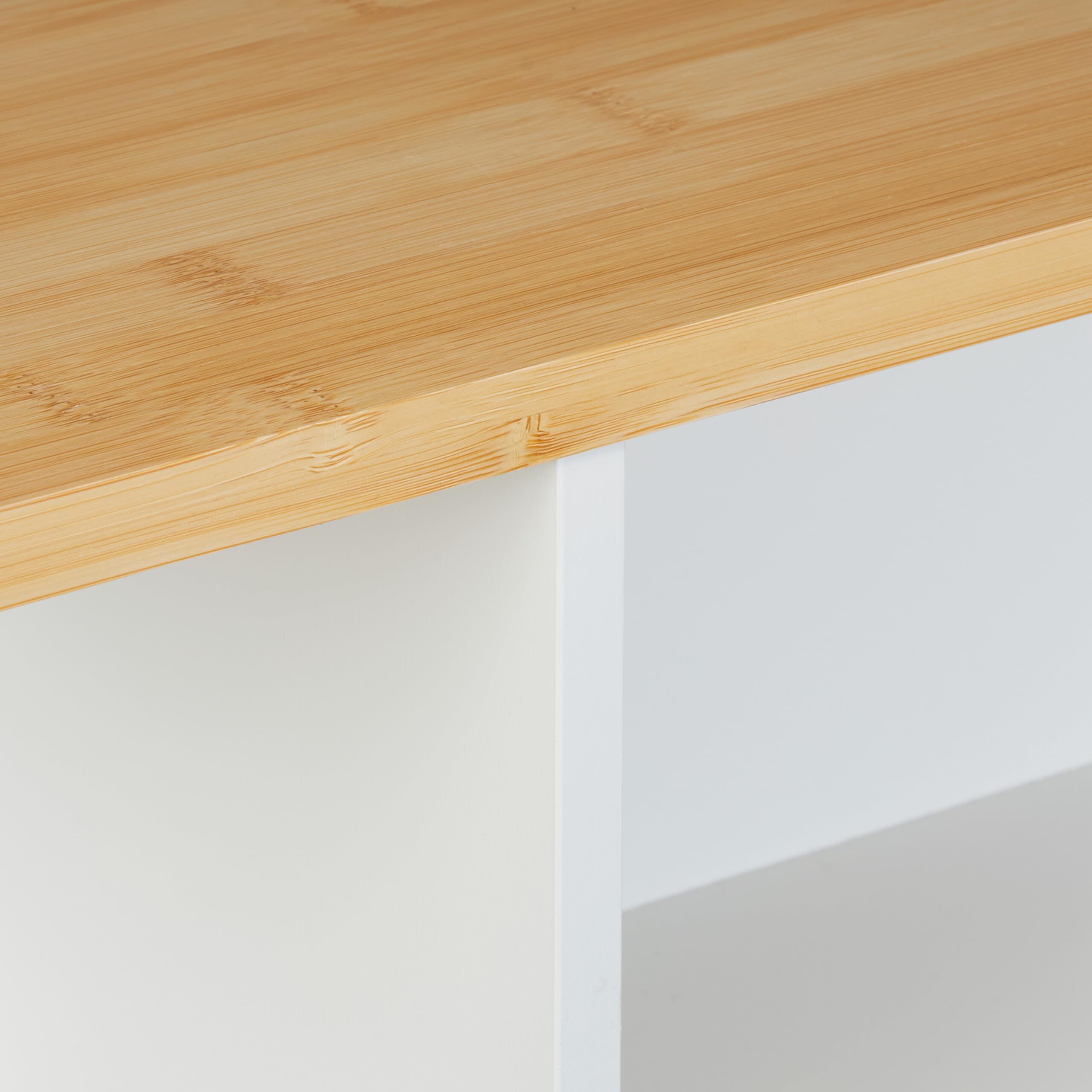 Relaxdays Carrito Auxiliar Estrecho, 6 Compartimentos, Portaescobillas, 79x17x75 cm, Baño, MDF, Bambú, Blanco/Natural