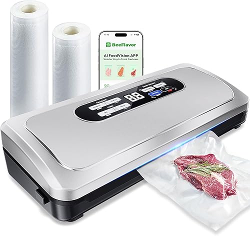 Máquina selladora al vacío de alimentos, selladora al vacío inteligente 10 en 1 para alimentos con modos secos y húmedos, función de pulso,