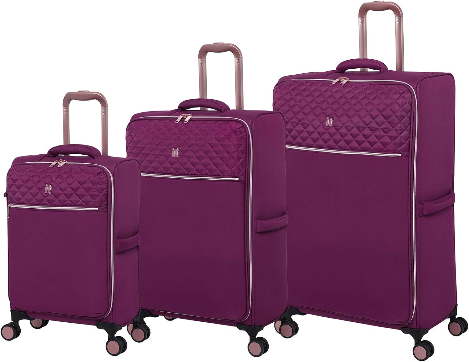 it luggage Divinity Softside Expandable TSA Lock Spinner, Raspeberry Radiance, 3-Piece Set