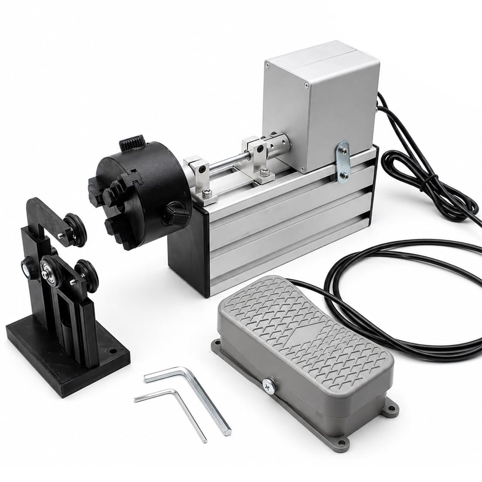 Kit Elettrico per Canne da Pesca, Avvolgitore 0–300 RPM | Pedale Avanti e Indietro, Morsetto 0–50mm, Supporti Regolabili, per Riparazione e Costruzione di Canne(gray)