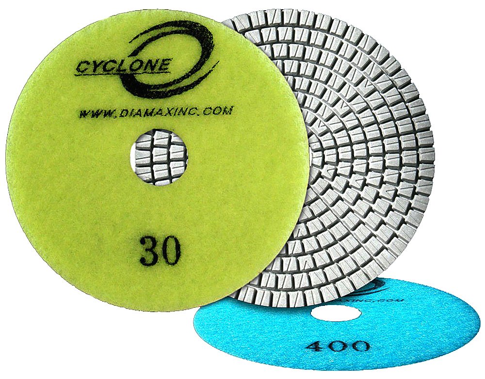 DiamaxCyclone 4" Engineered Stone White Resin Polishing Pads (60 Grit)