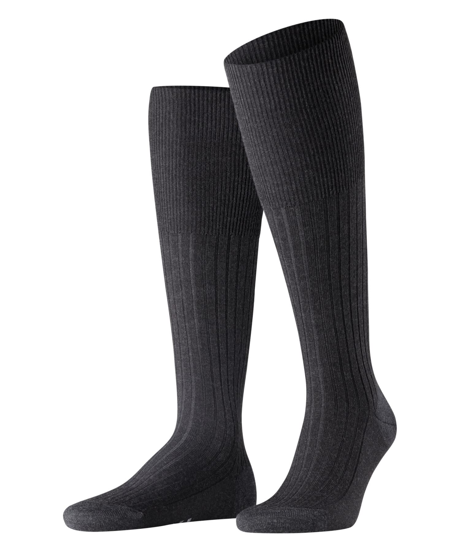 FALKE Men's Bristol Pure M Kh Wool Long Plain 1 Pair Knee-High Socks, Grey Anthracite Melange 3080, 7-8