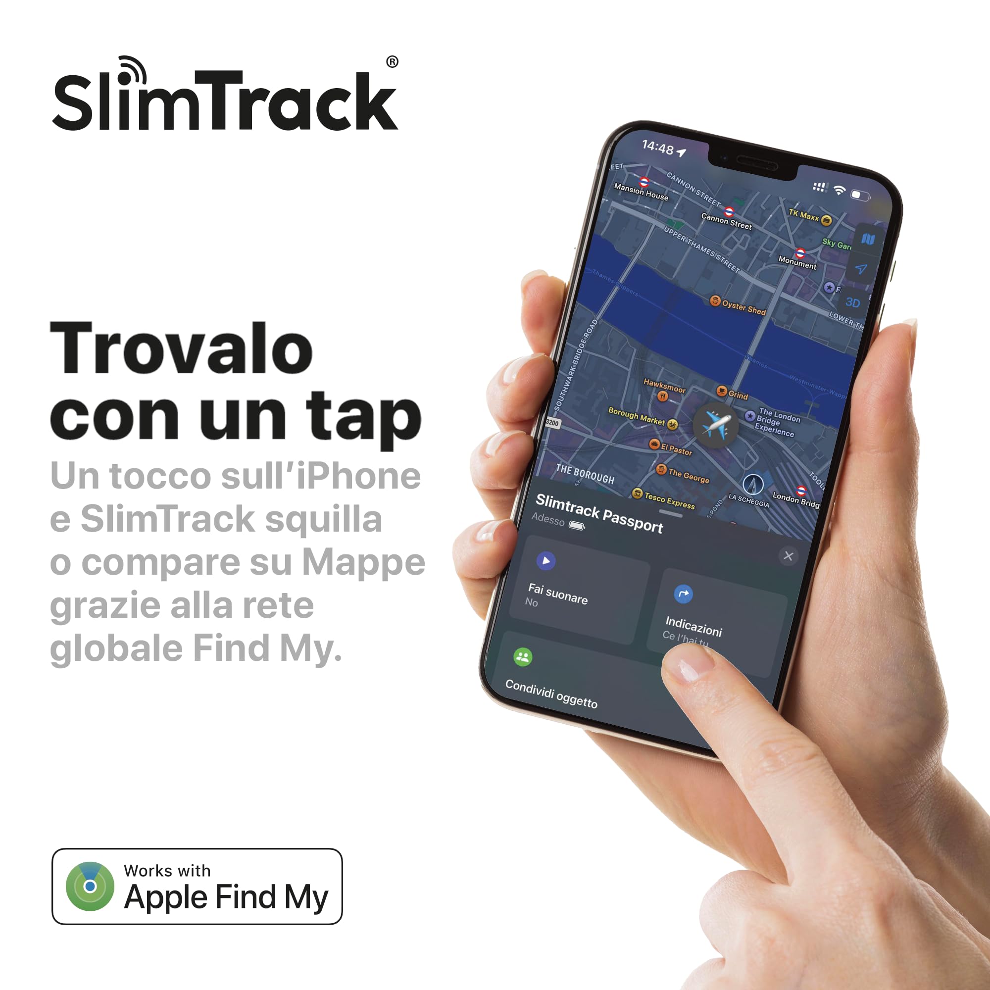 SlimTrack Cover Passaporto Smart con Apple Find My, Ricarica Wireless, Pelle PU Premium, Design Ultra Sottile, Protezione RFID